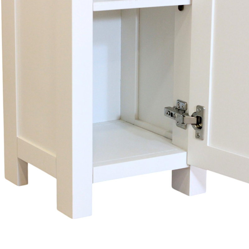 33cm W Solid Wood Bedside Table, White/Brown