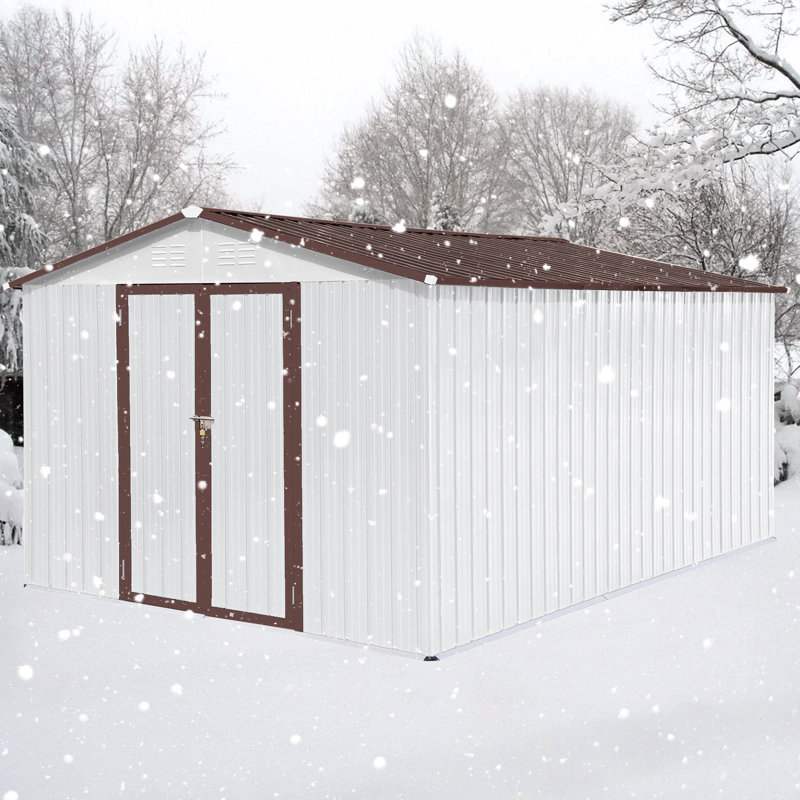 Metal garden sheds 10ftx12ft outdoor storage sheds, Brown