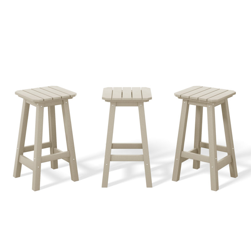 Tabouret de comptoir carré 24 po Vinnie (ensemble de 3), Gris clair