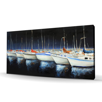 Fishing Boats at the Marina - Bedroom Boat Canvas Decor