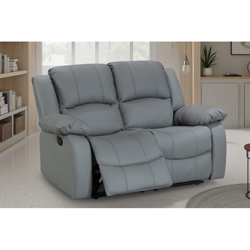 Aesir 3 Seater Faux Leather Reclining Sofa, 2, Grey