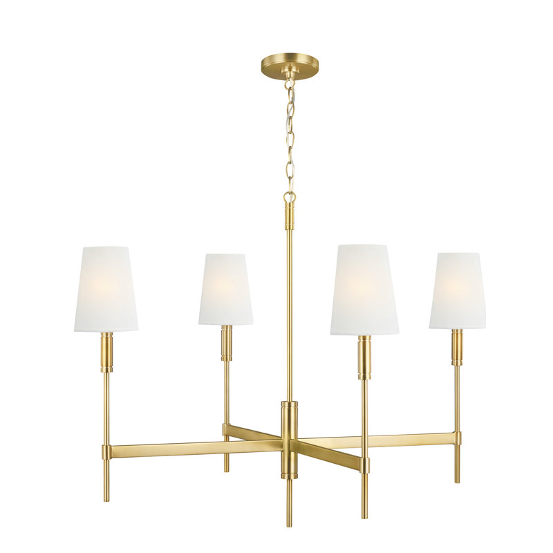 Beckham 4 - Light Chandelier, Burnished Brass, 27.38" H x 36" W x 36" D