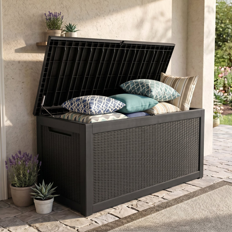 67.76"W 260 Gallon Water Resistant Resin Lockable Deck Box(Black), Black