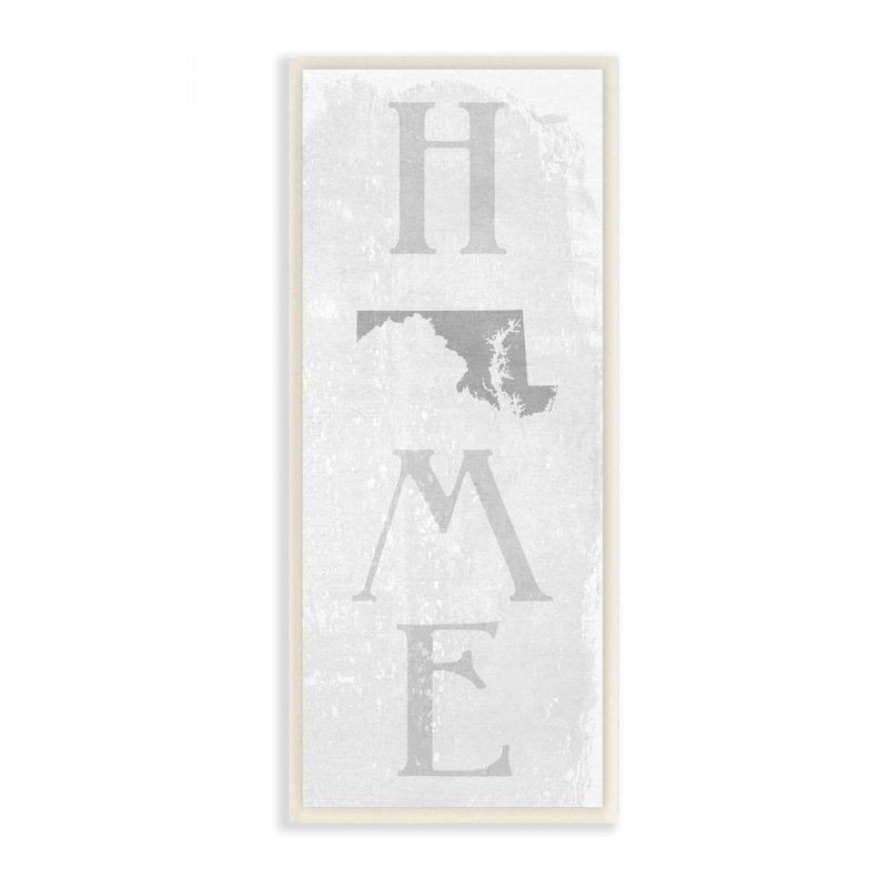 «Maryland Home State Map Textured Word Design», impression sur toile, Plaque murale, H 17 po x l 7 po