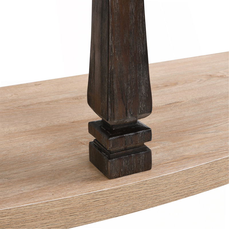Console en bois robuste et élégante avec tablettes ouvertes et design rétro