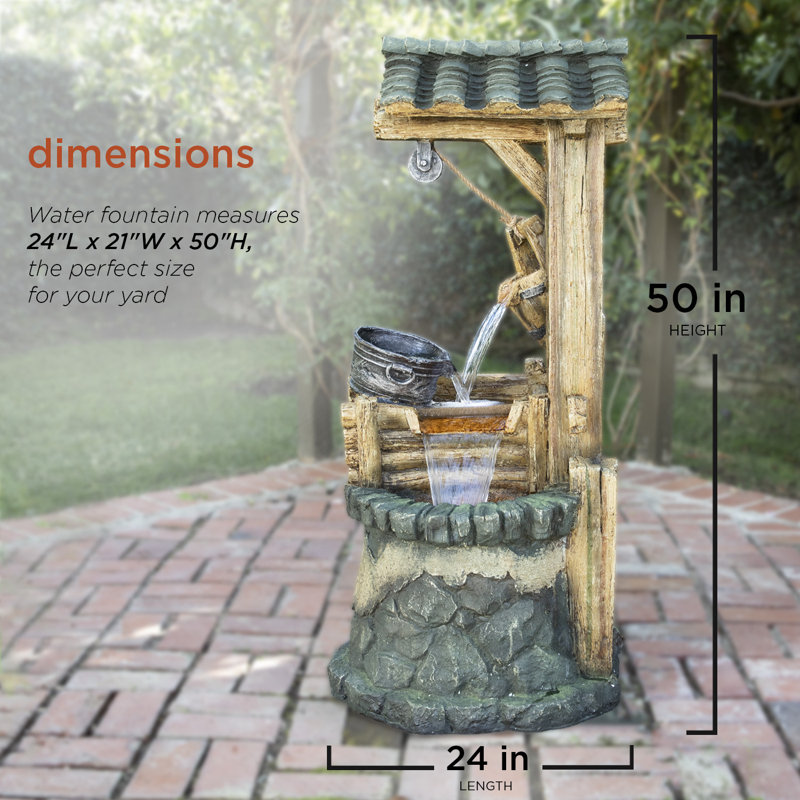 Drucker Weather Resistant Floor Fountain with Light