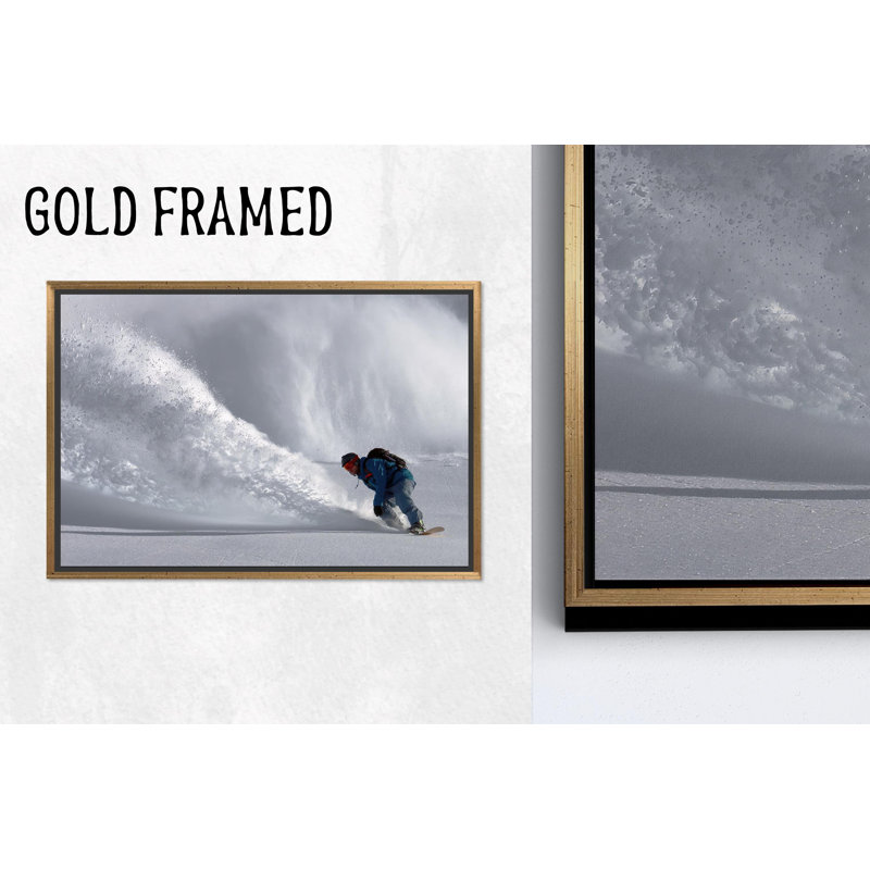 Toile imprimée: Winter Landscape Snowboard Art Snow Decor, 1P GoldFramedCanves, 35,5 po H x 47,3 po l