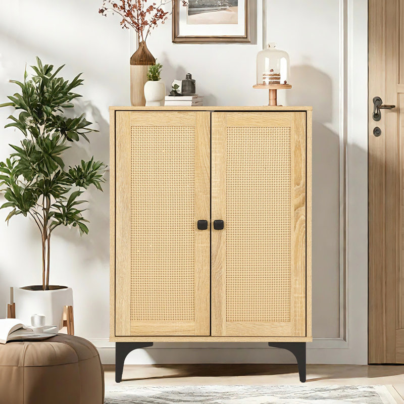 23.6" Wide Boho Rattan Sideboard Buffet Cabinet-2 Doors