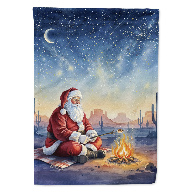 Drapeau du Père Noël près du feu de camp, House Size, Père Noël près du feu de camp