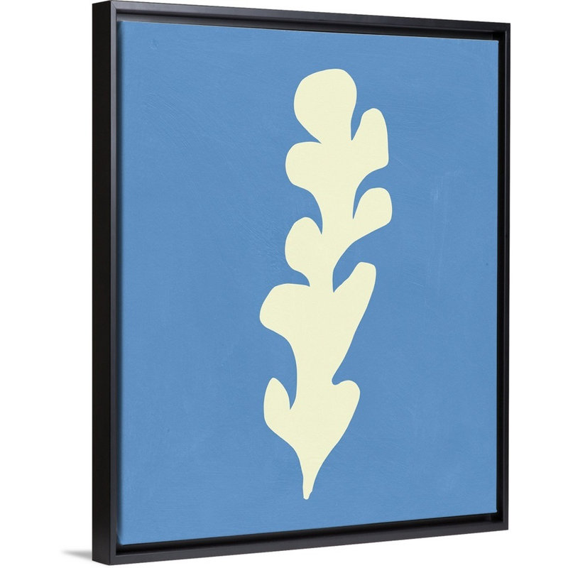 « varech viii kids », art encadré, H 30 po x l 24 po x P 1,2 po, Cadre flottant blanc avec toile / bleu / blanc