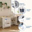 Grande table de couture pliante, table de machine à coudre avec tablettes de rangement, bureau d'appoint roulant au design compact-130480664