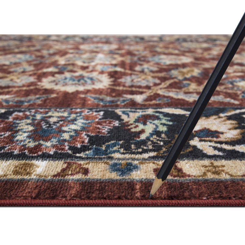 Lyanne Washable Non-Slip Red Area Rug, Rectangle 7'10" x 10'