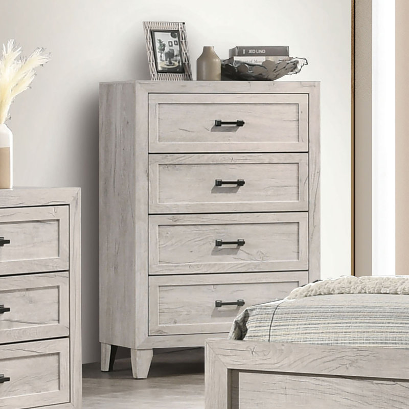 Commode contemporaine Myzen, blanc délavé