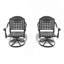 Chaise de patio pivotante en fonte d'aluminium 2 pièces avec structure noire et coussins bleus