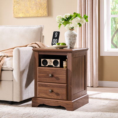 End Table with Charging Station and 2 Drawers