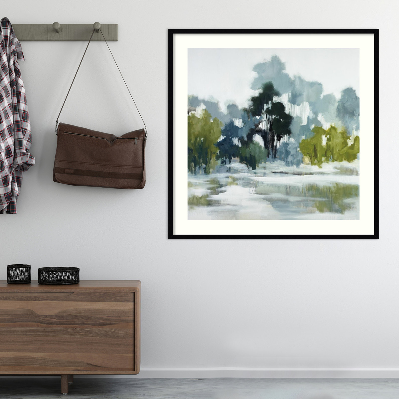 Geneve "Pond Reflections" Print, 33" H x 33" W, Black Framed Paper
