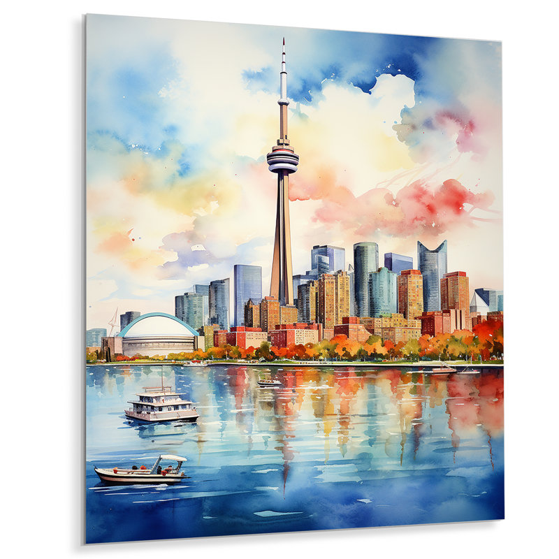 Coucher de soleil coloré sur le paysage urbain de Toronto II - ville de Toronto, art mural en métal