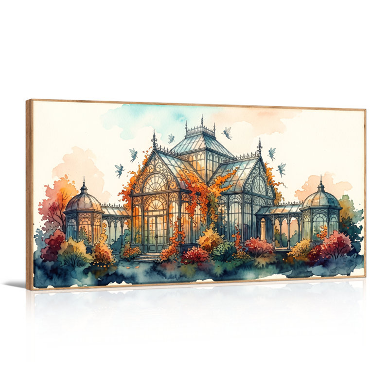 Ensemble de 1 tableau sur toile représentant une serre d'automne, L 40 po x H 20 po, Naturel