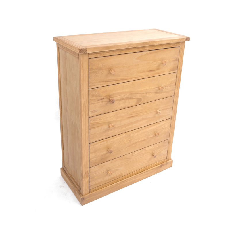 Indie 90cm W 5 - Drawer Chest of Drawers, Waxed
