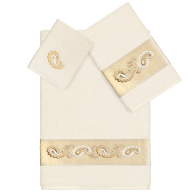 3 Piece 100% Turkish Cotton Towel Set -  Linum Home Textiles, EMH05-3C-MACKENZIE