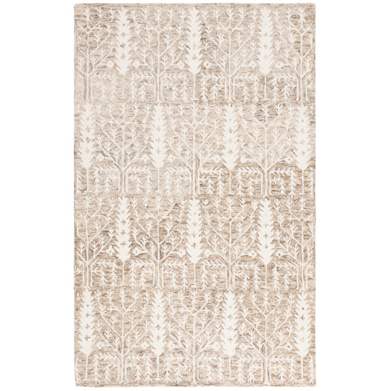 Jardin 852 Hand Tufted Wool/Cotton Vintage Look Rug in Light Brown/Ivory, Rectangle 5' x 8'