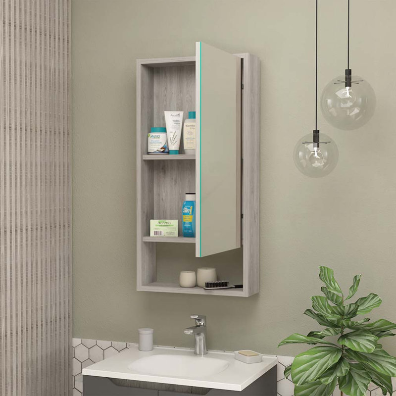 Armoire à pharmacie murale avec miroir, Gris clair