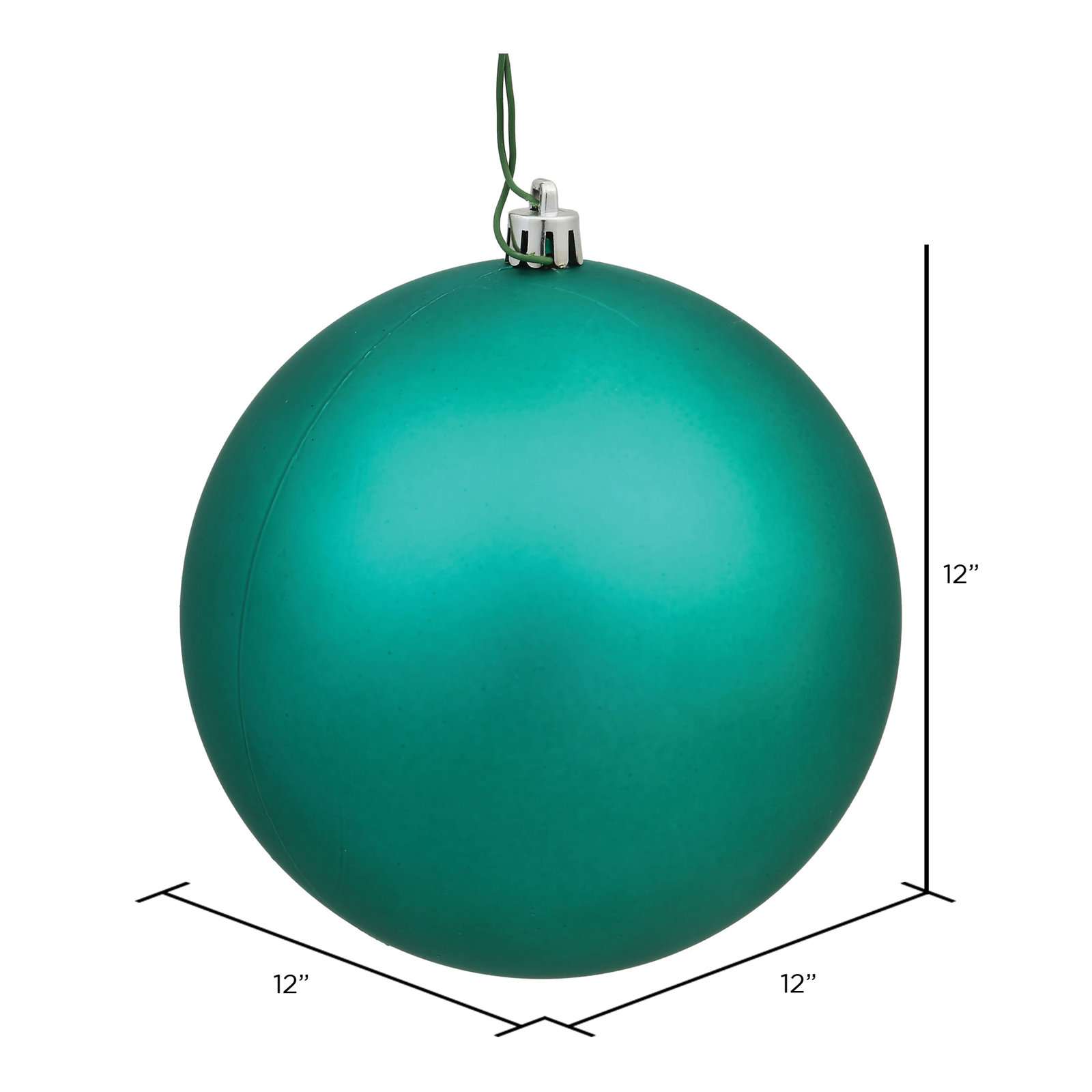 Shatterproof Bauble, 12", Teal Matte