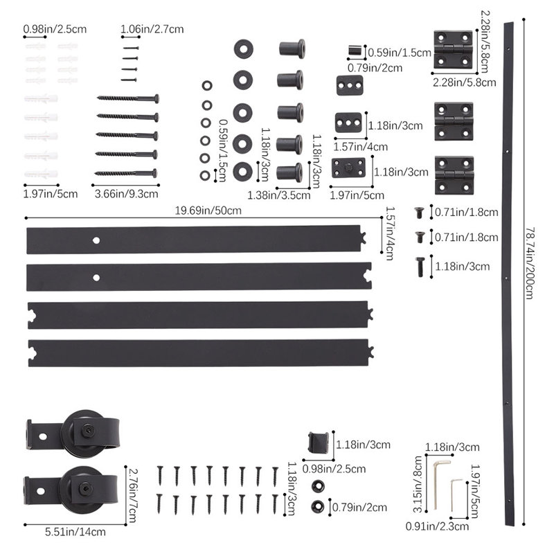 Sliding Barn Door Hardware Kit, 200 cm