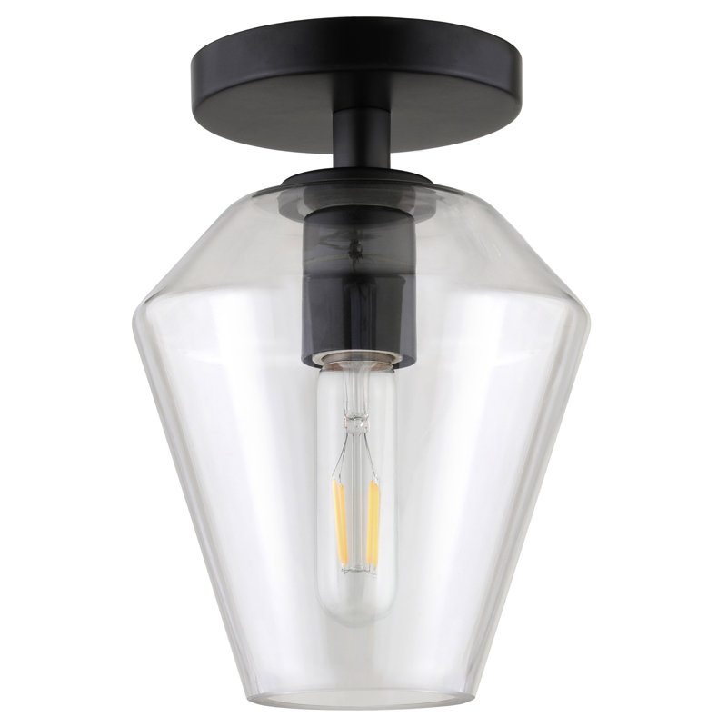 Alexsondra Glass Semi Flush Mount, Matte Black