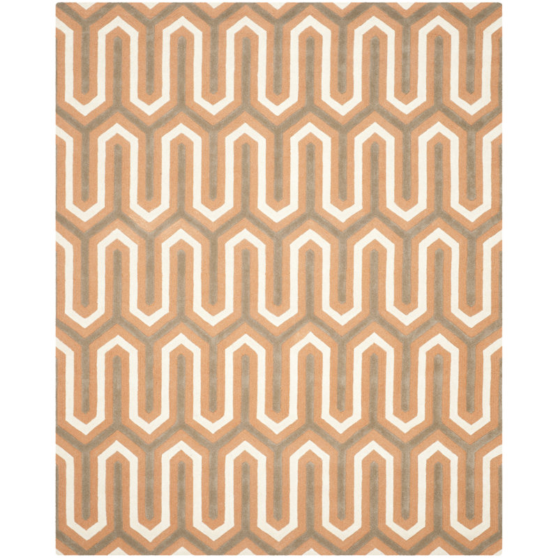 Deedgra Hand Tufted Wool Geometric Rug, Rectangle 8' x 10'
