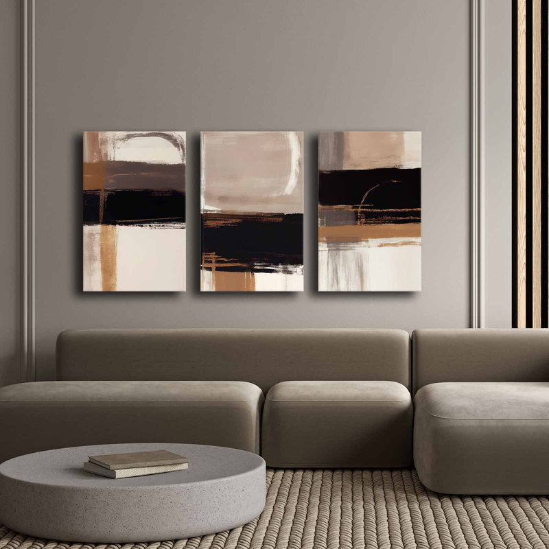 Superbe ensemble de peinture sur toile décorative (3 pièces), 100% toile, taille totale: 57,1 po x 27,6 po | Structure 100% bois de pin, épaisseur: 0,1 pouce | Parfait pour le décor du salon et de la chambre à coucher, des couleurs vives et un design