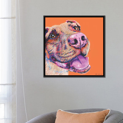 " Pitbull On Orange, Square " Oil
