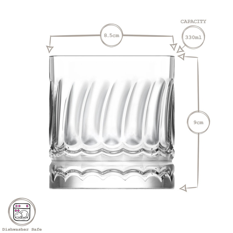 LAV Wave Whisky Glasses - 330ml, 6