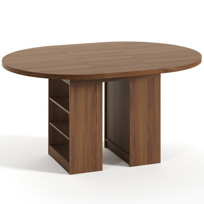 4-8 Extendable Dining Table Kitchen Dinner Table With 3-tier Storage Racks