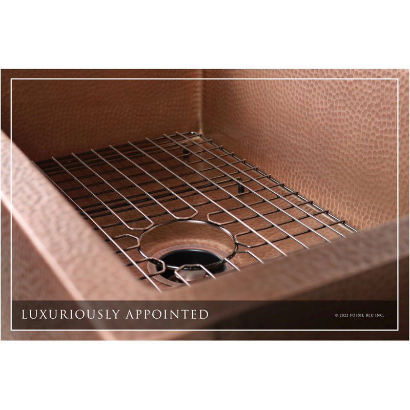 Luxury Heavy 12-Gauge Copper Farmhouse Sink, Includes Accessories, Flat Front