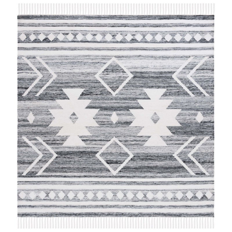 Kilim Flat Weave Polpropylene Southwestern Rug, Square 7'