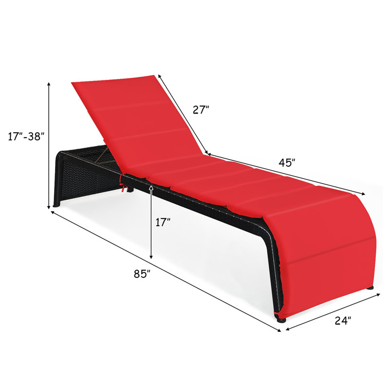Wallingford Outdoor Chaise Lounge , Cushion Included, Red