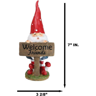 Whimsical Garden Mr Gnome By Toadstool Mushrooms Welcome Friends Sign Figurine