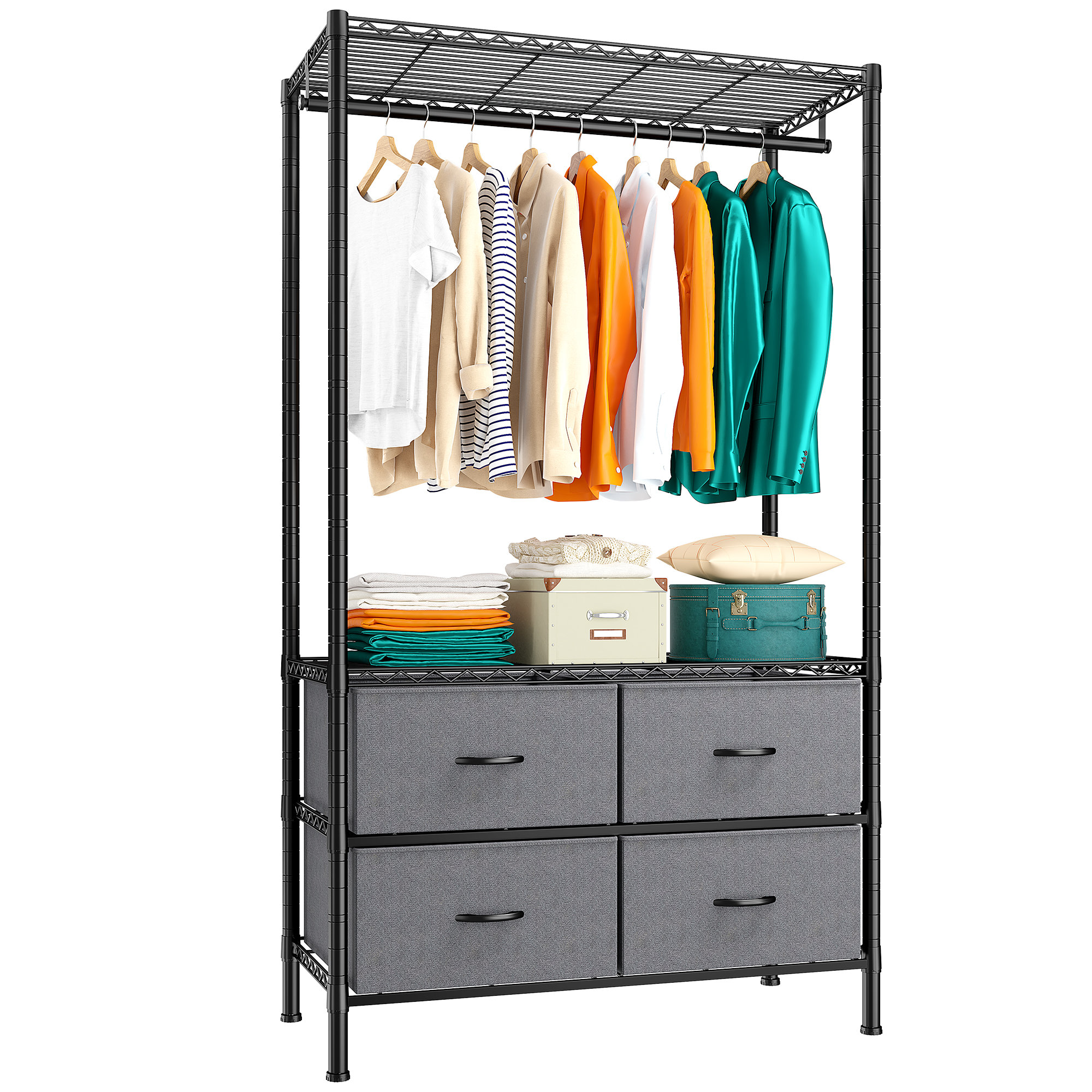 Clothing Rack with Drawers - Standalone Garment Rack to Hang