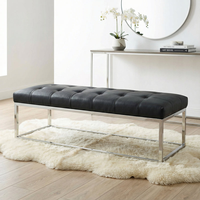 Cheab Vinyl Upholstered Bench, Black