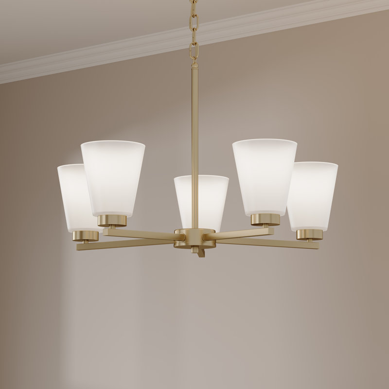 Lustre 5 lumières Strayhan, Or moderne