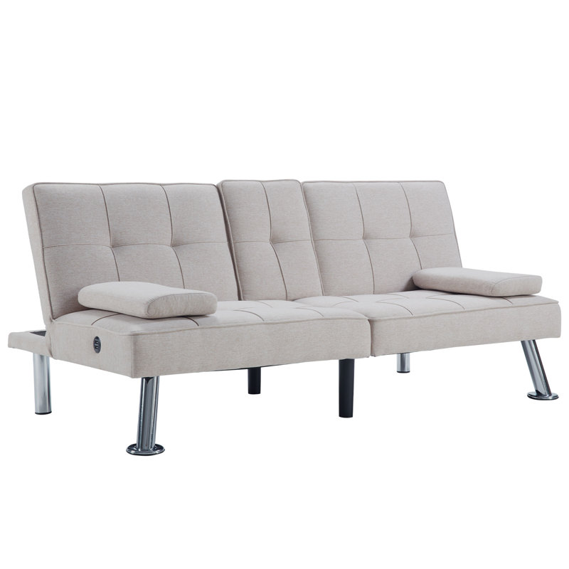 Canapé convertible et rembourré Jamilah, Microfibre beige