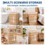 40 x 30 x 60 cm Square Laundry Basket with Lid, Collapsible Bamboo Hamper with Carry Handles and Reinforced Frame, Space Saving Washing Storage Bin for Bedroom and Bathroom, Yellow-1504486365-1504486367