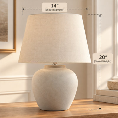 20" Sand (Light Beige) Neutral Ceramic Table Lamp