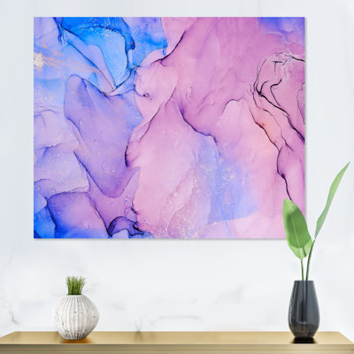 Encre translucide rouge et bleue V - Peinture sur toile
