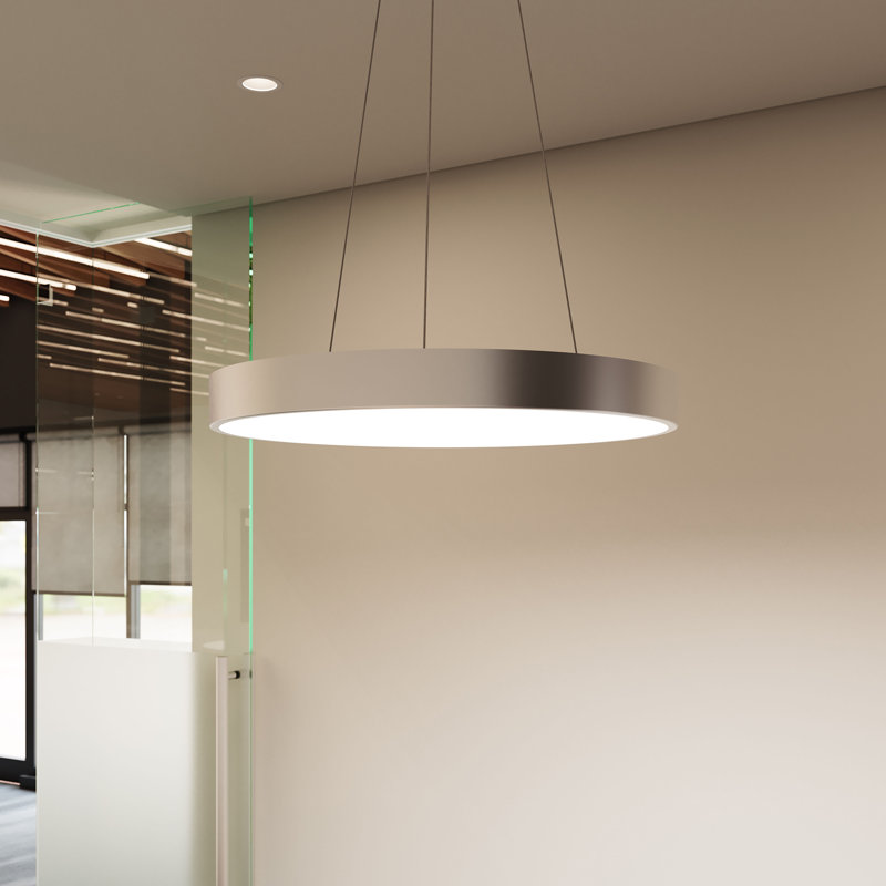 Servare 1 - Light Chrome LED Single Pendant, Bright Satin Aluminum, 2" H x 20" W