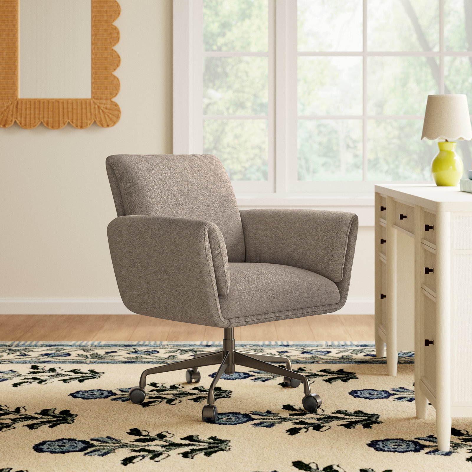 Salerno Desk Chair, Linen, Brown