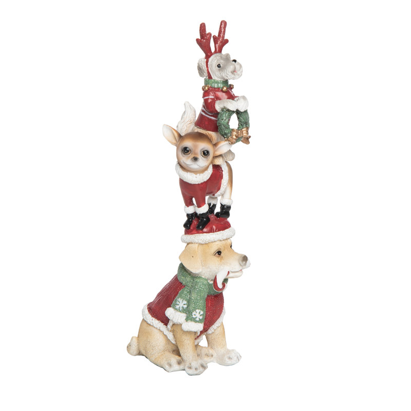 Multicolore résine 10,16 po multicolore chiots debout de Noël - cadeau parfait pour les parents d'animaux de compagnie