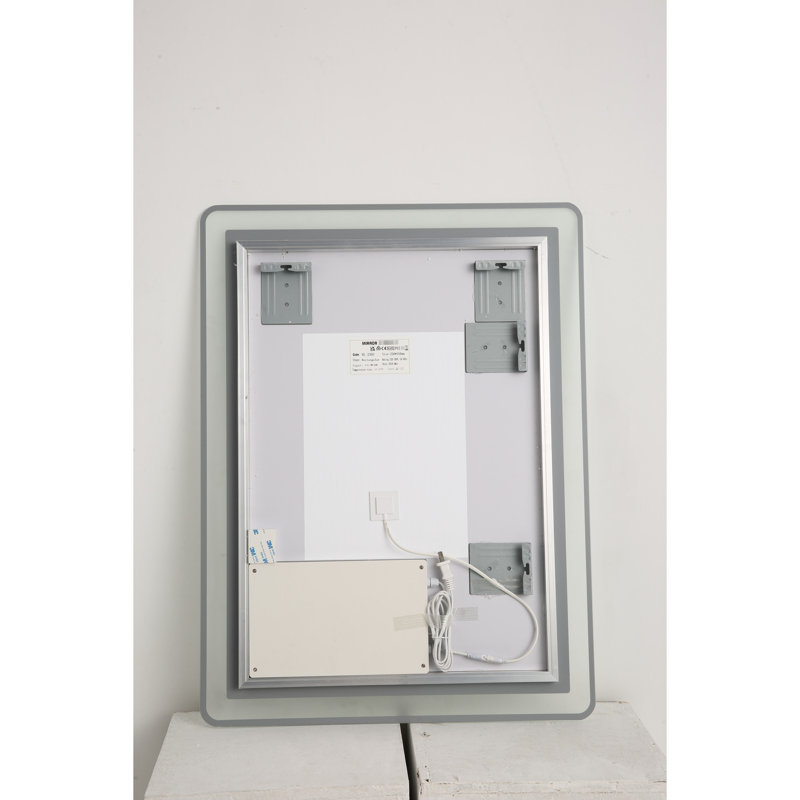 Miroir de salle de bain à DEL 36 po x 36 po - fixé au mur, brouillard, à intensité variable avec 3 boutons tactiles - cuivre de 5 mm - argent, pour la grâce