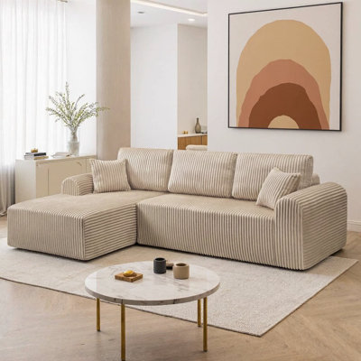 Canapé modulaire 109 po Cloud | Chaise longue en L avec assise profonde et mousse à mémoire de forme | Canapé d'angle sans assemblage avec housse lavable à la machine | Canapé modulaire minimaliste moderne pour le salon ou la chambre à coucher